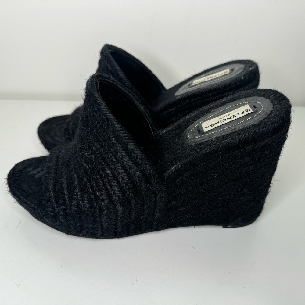 Balenciaga Black Espadrille Wedges Sz 39 - Picture 4 of 7